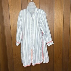 Beechtree Shirt Dress Women 12 Blue White Striped Cottage Coastal Preppy Coverup